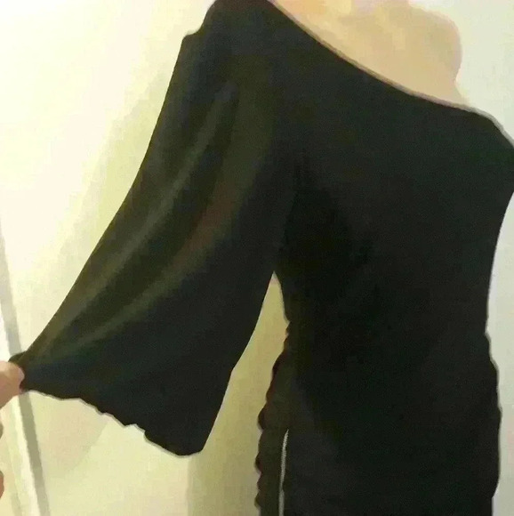 Kopa sexy party/cocktail wedding one sleeve  off shoulder black dress S medium - Picture 2 of 7